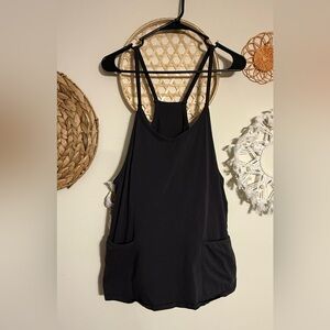 Stylish Black athletic dress with built In shorts & with Pockets
